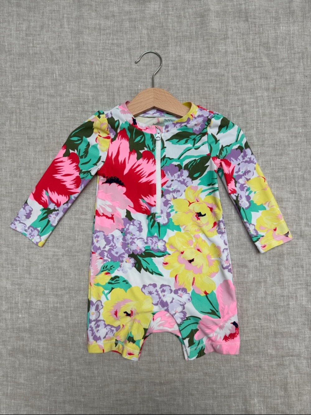 GAP Girl 6-12mo Baby Floral Zip Romper in Mint, Lavender, Pink